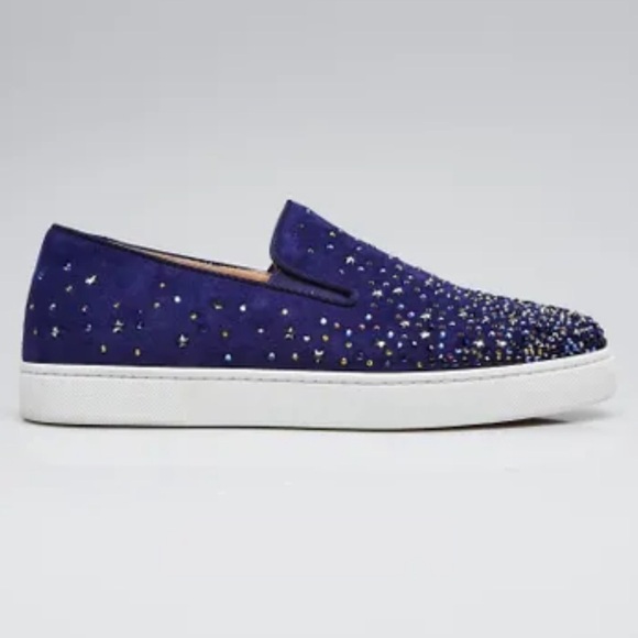 CHRISTIAN LOUBOUTIN
Blue Suede Crystal Star Embellished Dolcita Boat Flats - Picture 2 of 3